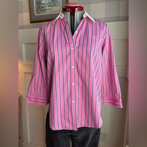 Ralph Lauren Pink and Blue Striped Button-Down Shirt Size Medium